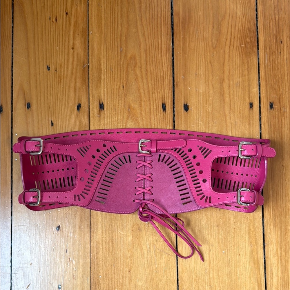 Sergio Rossi Fuchsia Lace-Up Belt